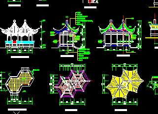 某六角套亭設計施工圖免費下載 園林古建